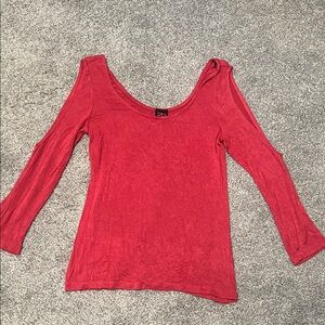 Women's Red Long Sleeve Top with shoulder cut outs